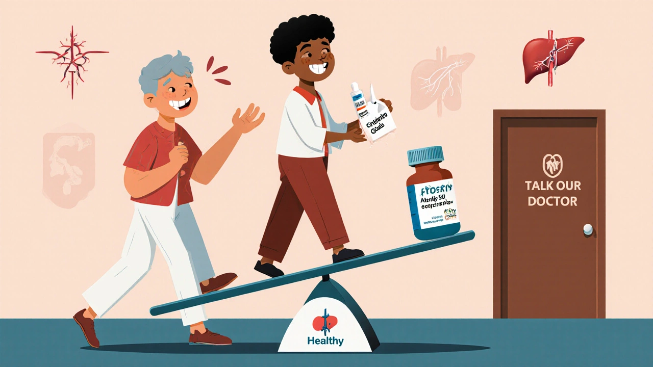 Three patients walking toward a doctor’s door, each representing different cholesterol treatment experiences.