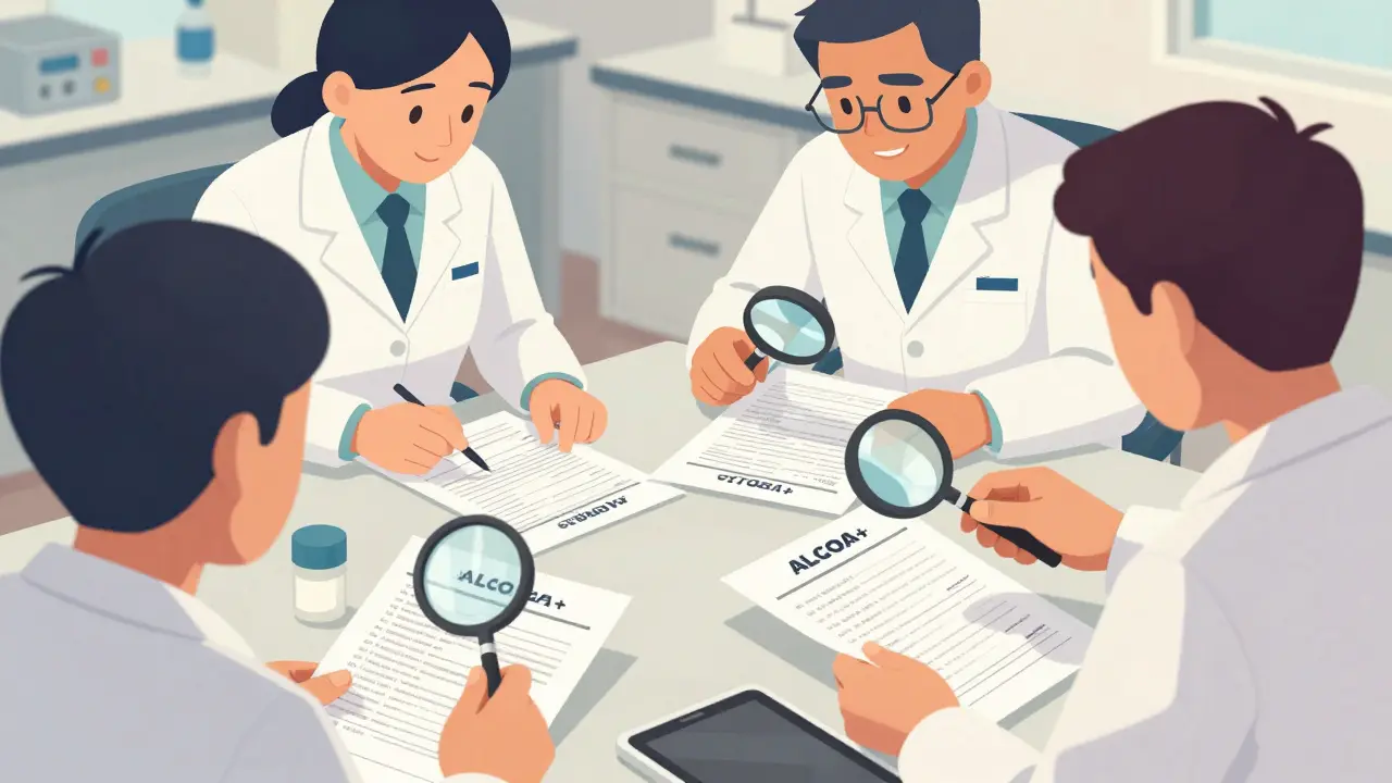 FDA inspectors reviewing documentation during unannounced facility check