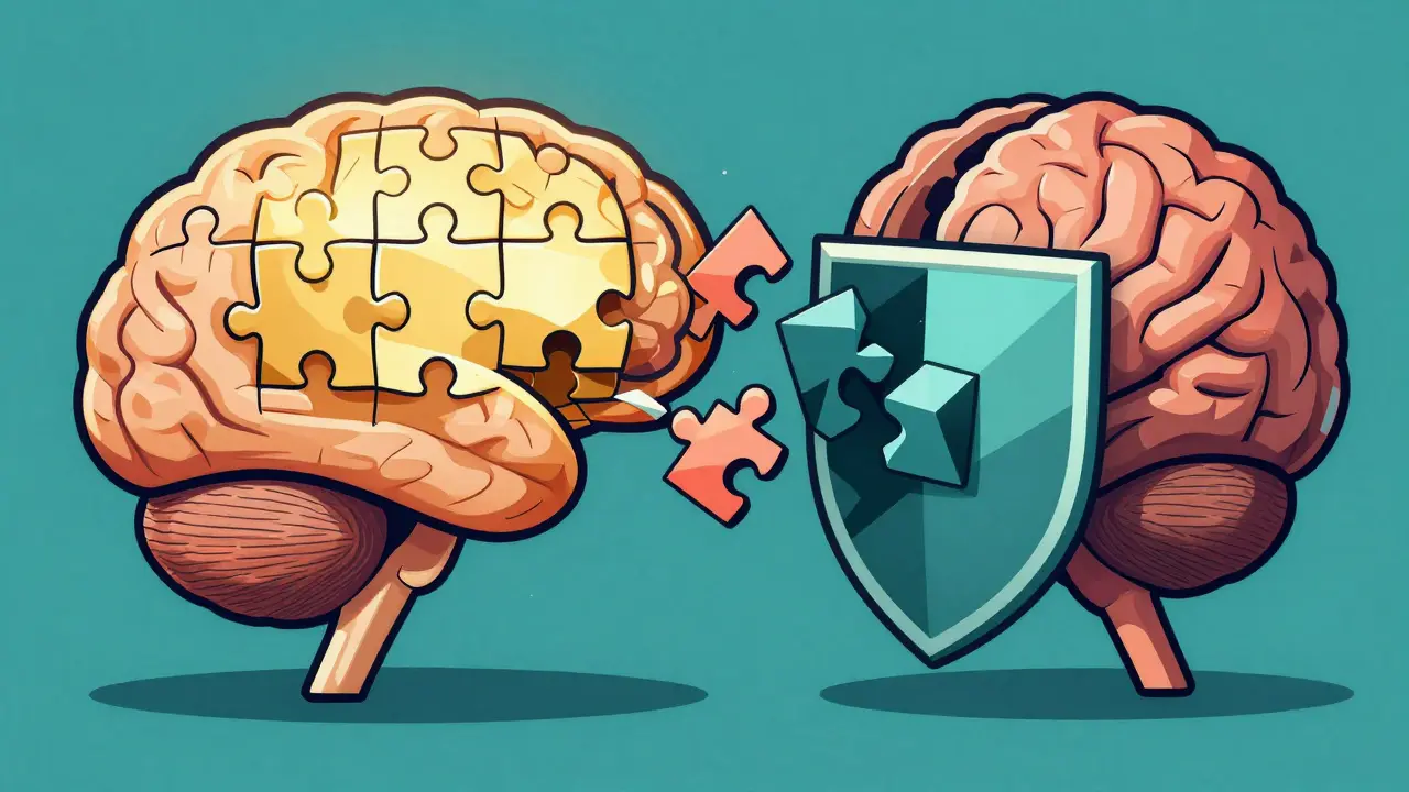 Stylized brain splitting incoming shapes into accepted and rejected piles.